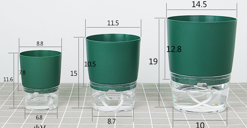 Transparent plastic flower pots creative double-layer water storage lazy automatic water absorption green radish potted flower pots round large wholesale