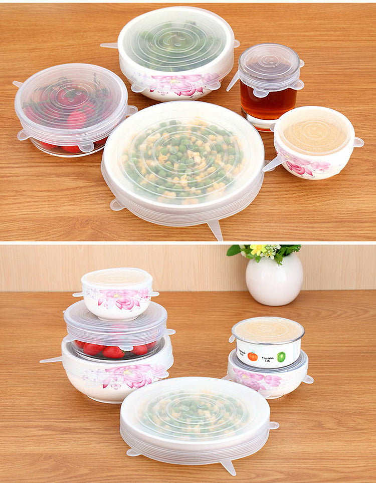 Food cover Manufacturer custom silicone fresh-keeping cover 6 sets Silicone microwave oven leak-proof fresh cover