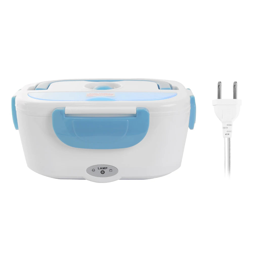 Portable Electric Lunch Box One-piece Separated Office School Bento Lunchbox Kids Heated Lunch Box Food Container Warmer A Spoon
