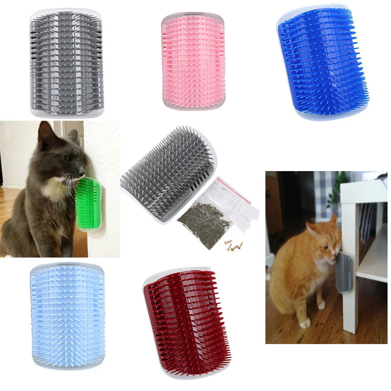 Pet Products For Cats Brush Corner Cat Massage Self Groomer Comb Brush With Catnip