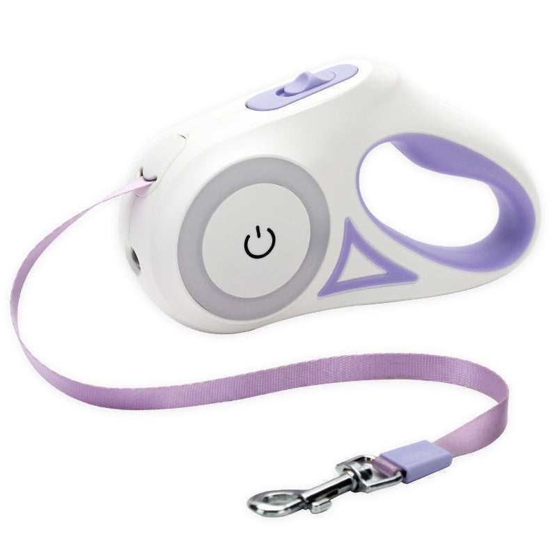 Dog luminous leash, small and medium-sized dogs with light, automatic retractable dog leash, dog chain, Teddy outing pet supplies