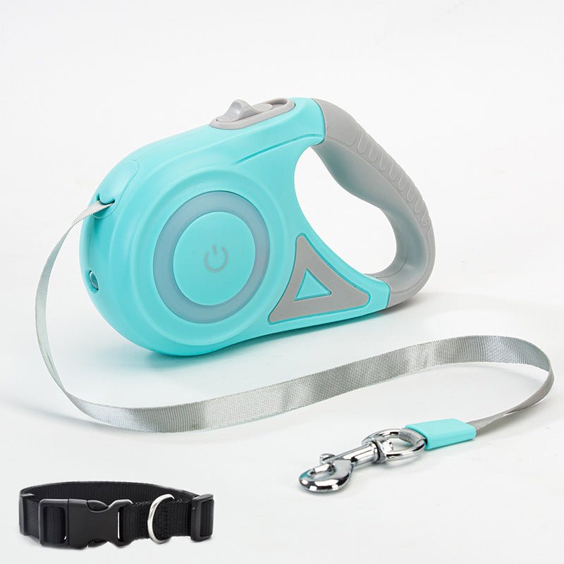 Dog luminous leash, small and medium-sized dogs with light, automatic retractable dog leash, dog chain, Teddy outing pet supplies