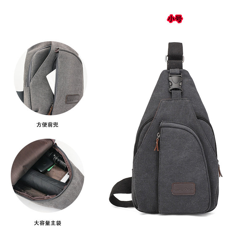 bag, chest bag Factory direct Korean casual men's chest bag sports canvas men's bag small bag multi-function outdoor small bag tide