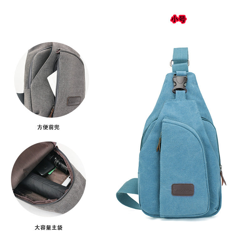 bag, chest bag Factory direct Korean casual men's chest bag sports canvas men's bag small bag multi-function outdoor small bag tide