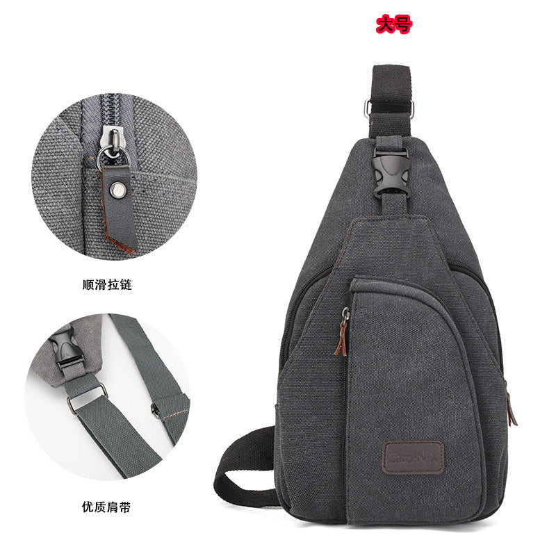 bag, chest bag Factory direct Korean casual men's chest bag sports canvas men's bag small bag multi-function outdoor small bag tide