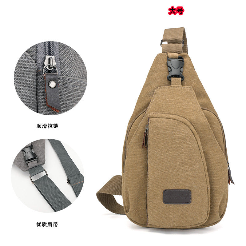 bag, chest bag Factory direct Korean casual men's chest bag sports canvas men's bag small bag multi-function outdoor small bag tide