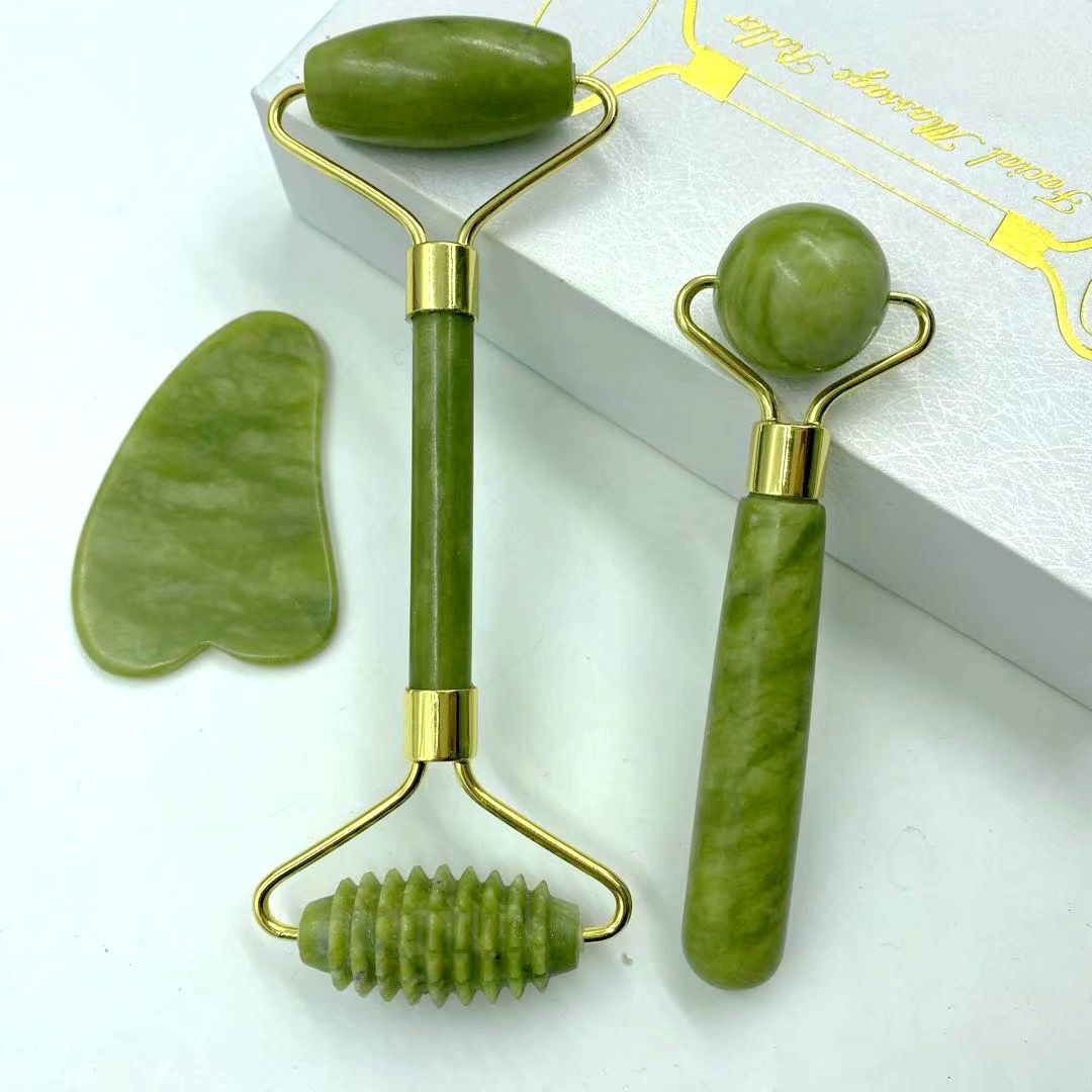 Natural jade beauty device double head roller jade roller face massage beauty device foreign trade jade wholesale