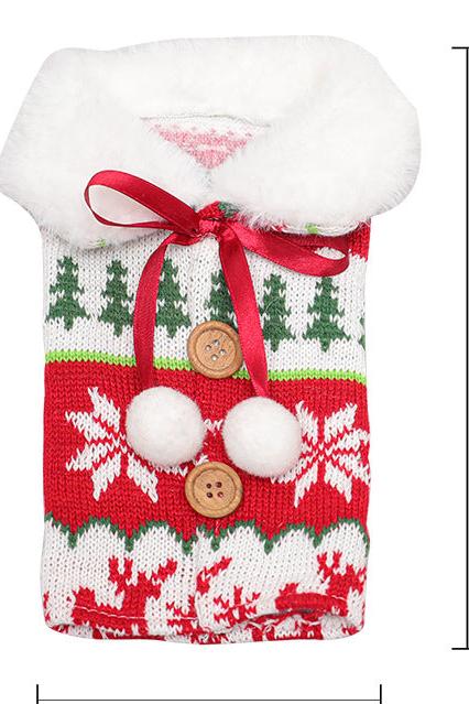 Christmas New Nordic Knitted Elk Snowflake Wine Bottle Cover Christmas Decoration Fur Ball Wine Bottle Cover Household Goods