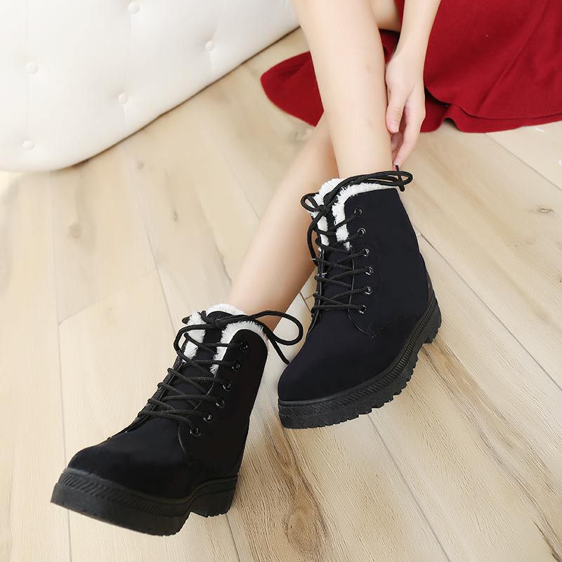 Factory direct sales hot style winter cross-border snow boots women warm student short boots flat heel Korean cotton shoes women E03