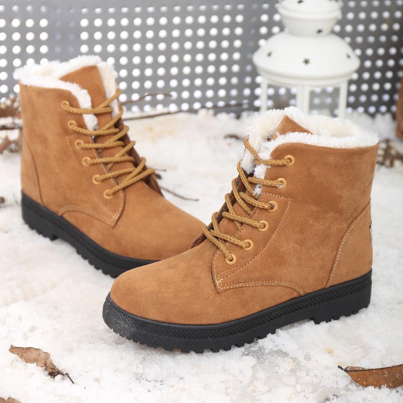 Factory direct sales hot style winter cross-border snow boots women warm student short boots flat heel Korean cotton shoes women E03