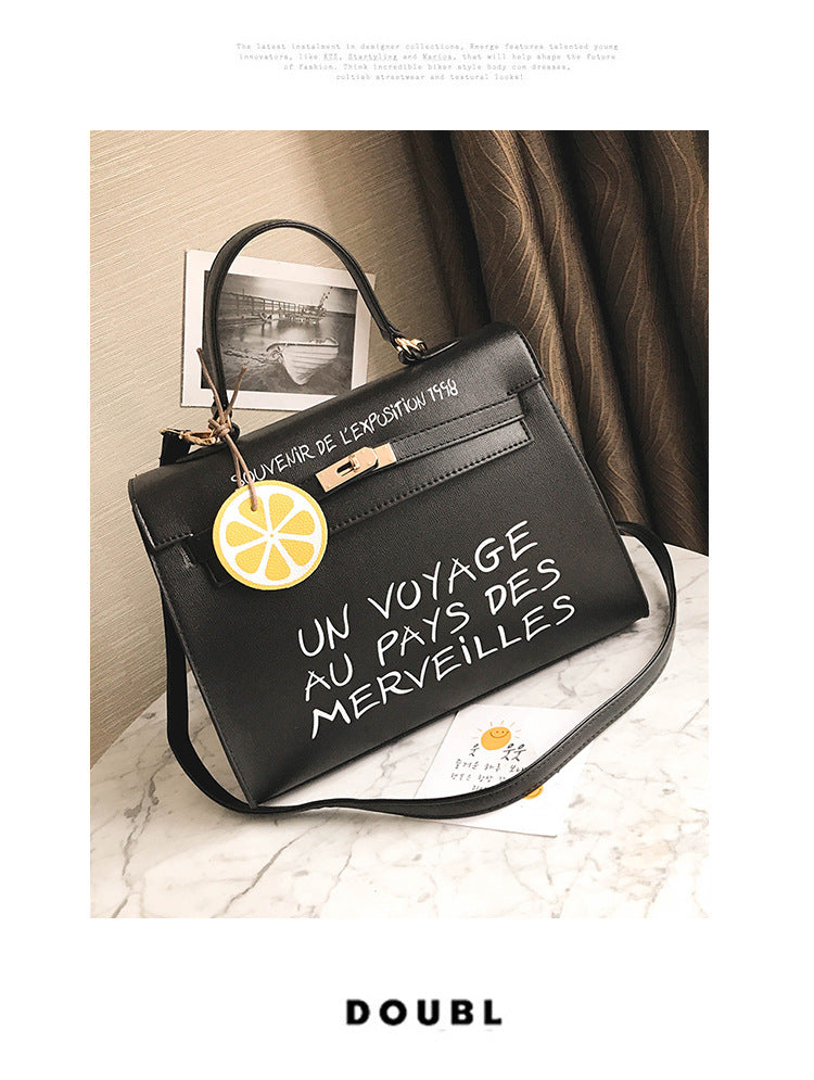 New  women's bag trend PU bag simple Kelly letter handbag fashion casual shoulder Messenger bag wholesale