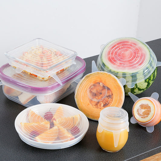 Food cover Manufacturer custom silicone fresh-keeping cover 6 sets Silicone microwave oven leak-proof fresh cover