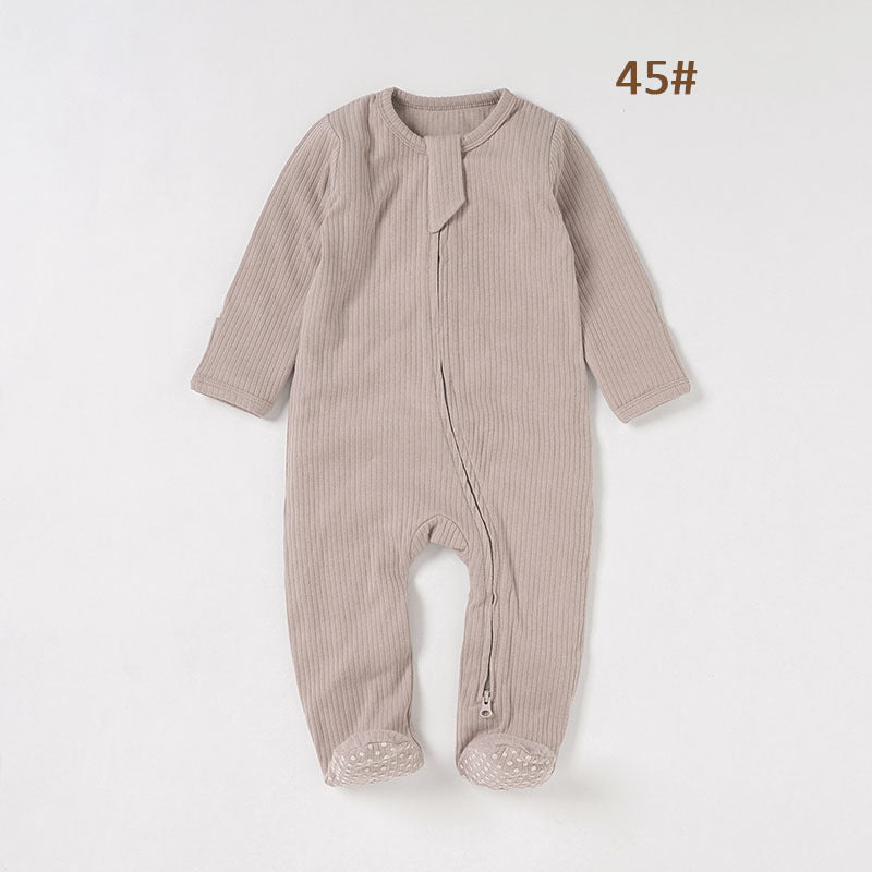 Foreign trade baby jumpsuit striped cloth romper knitted romper organic cotton baby romper foot-covered baby jumpsuit