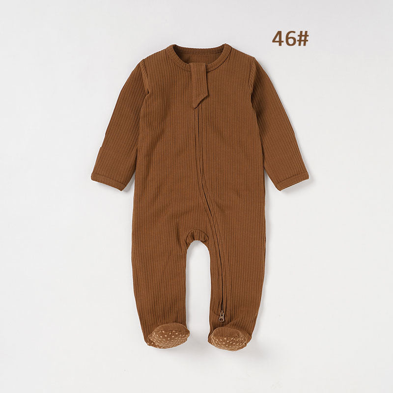 Foreign trade baby jumpsuit striped cloth romper knitted romper organic cotton baby romper foot-covered baby jumpsuit