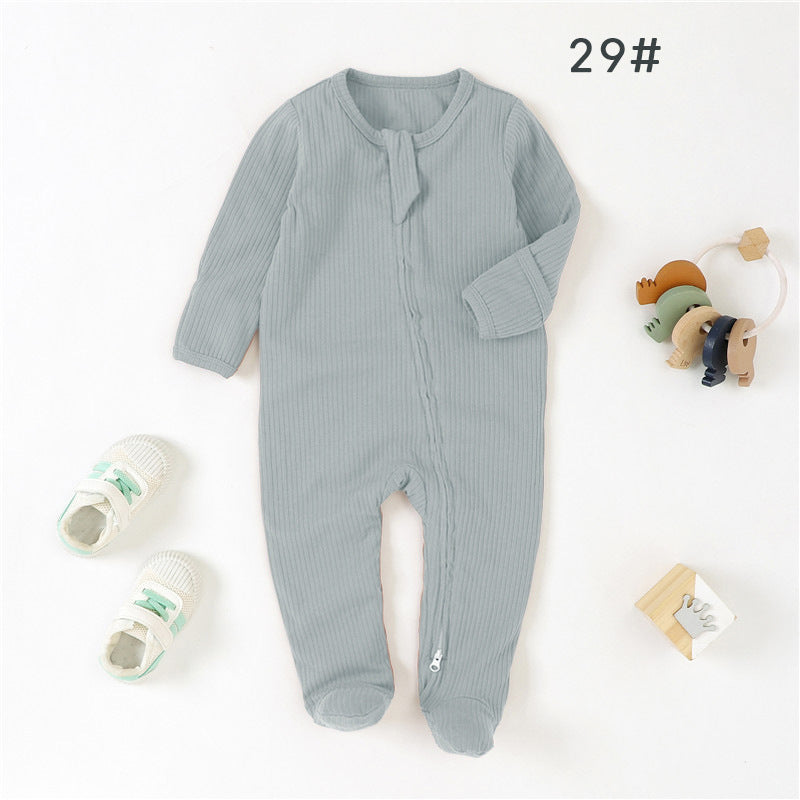 Foreign trade baby jumpsuit striped cloth romper knitted romper organic cotton baby romper foot-covered baby jumpsuit