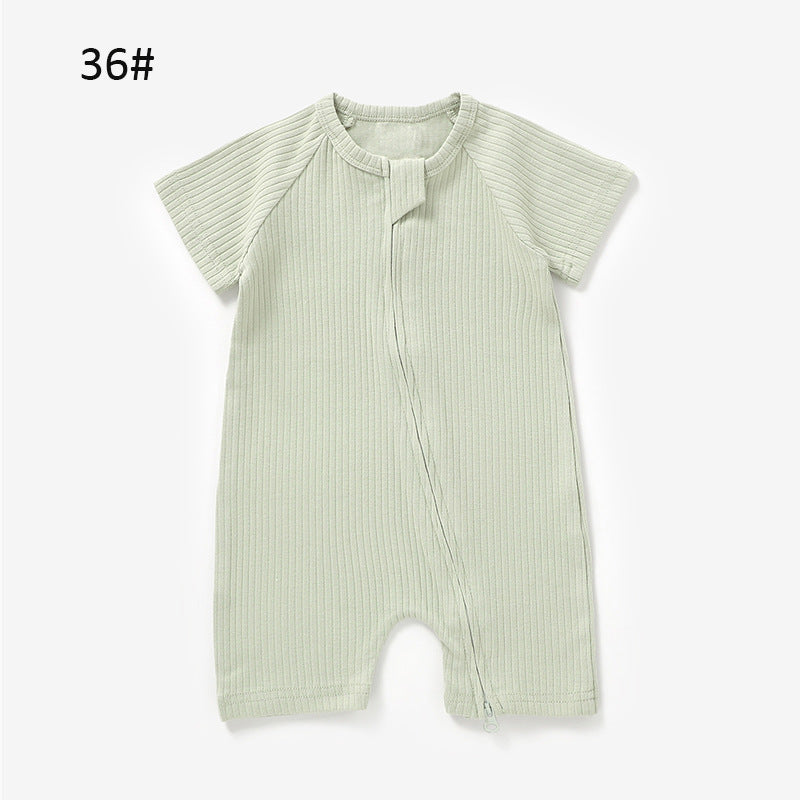 Foreign trade knitted romper short-sleeved romper ins style children's romper knitted baby romper onesie organic cotton romper