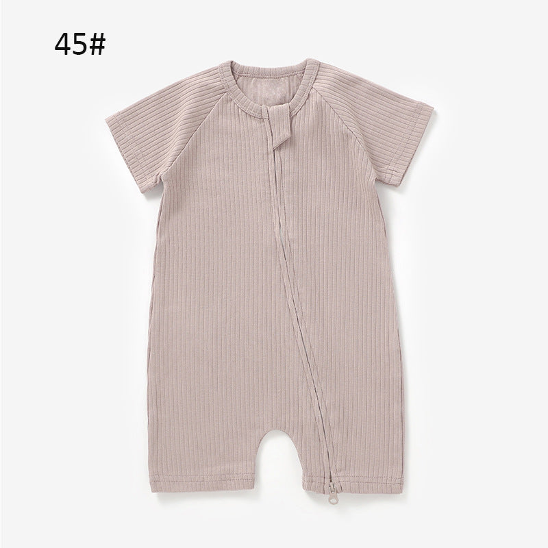 Foreign trade knitted romper short-sleeved romper ins style children's romper knitted baby romper onesie organic cotton romper