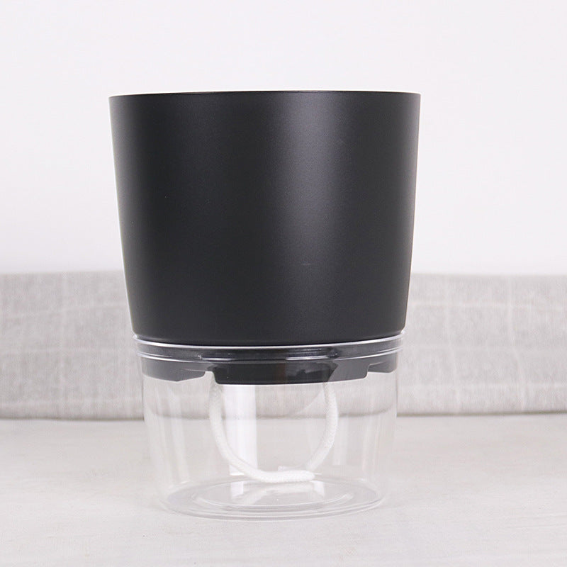 Transparent plastic flower pots creative double-layer water storage lazy automatic water absorption green radish potted flower pots round large wholesale