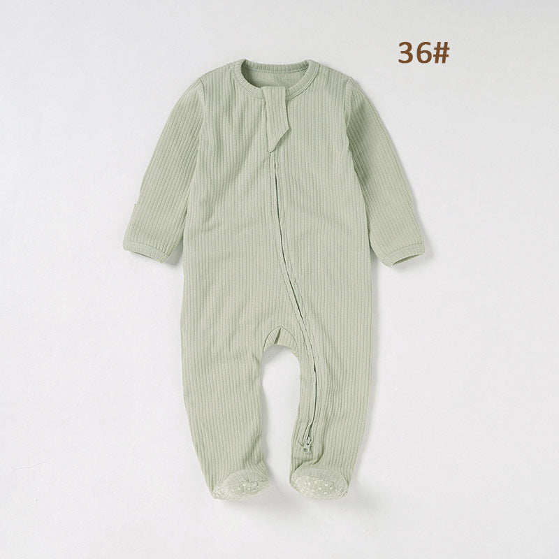 Foreign trade baby jumpsuit striped cloth romper knitted romper organic cotton baby romper foot-covered baby jumpsuit