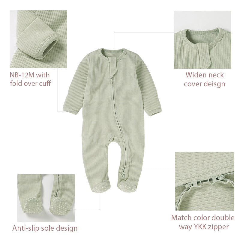 Foreign trade baby jumpsuit striped cloth romper knitted romper organic cotton baby romper foot-covered baby jumpsuit