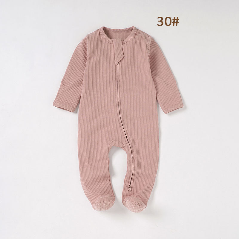 Foreign trade baby jumpsuit striped cloth romper knitted romper organic cotton baby romper foot-covered baby jumpsuit