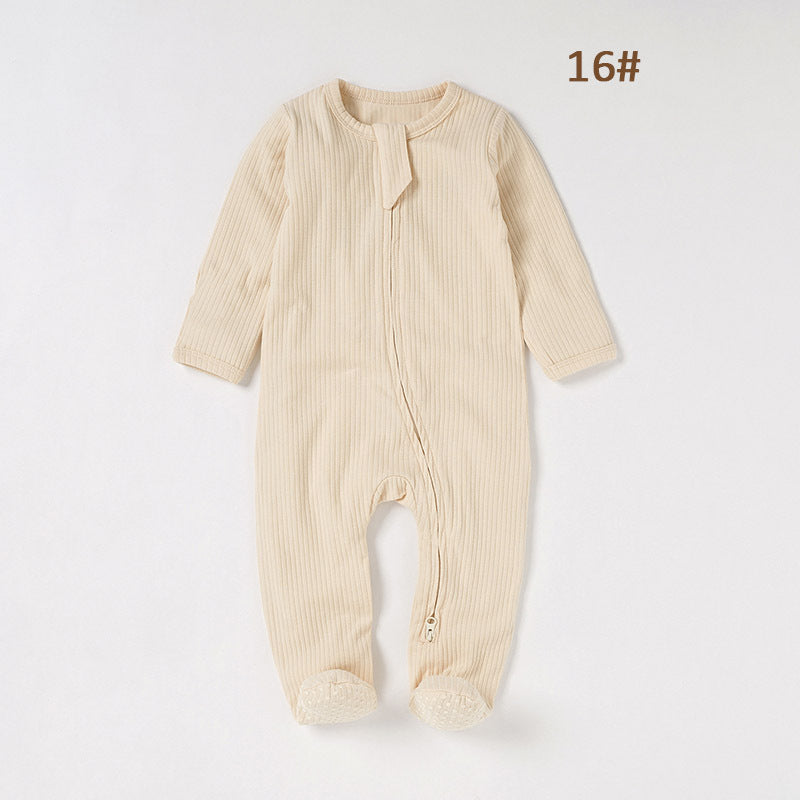 Foreign trade baby jumpsuit striped cloth romper knitted romper organic cotton baby romper foot-covered baby jumpsuit