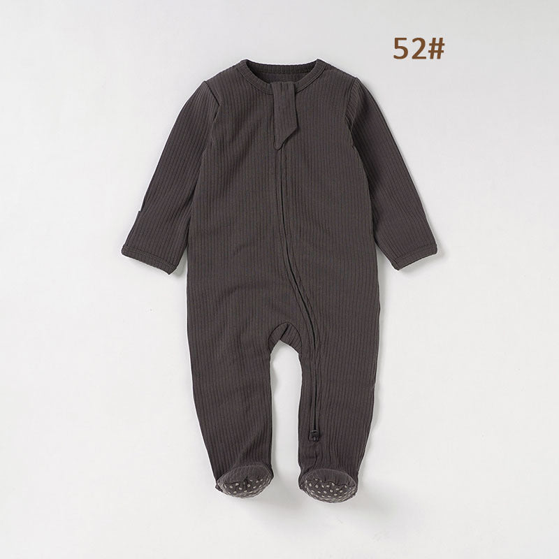 Foreign trade baby jumpsuit striped cloth romper knitted romper organic cotton baby romper foot-covered baby jumpsuit