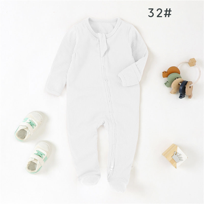 Foreign trade baby jumpsuit striped cloth romper knitted romper organic cotton baby romper foot-covered baby jumpsuit