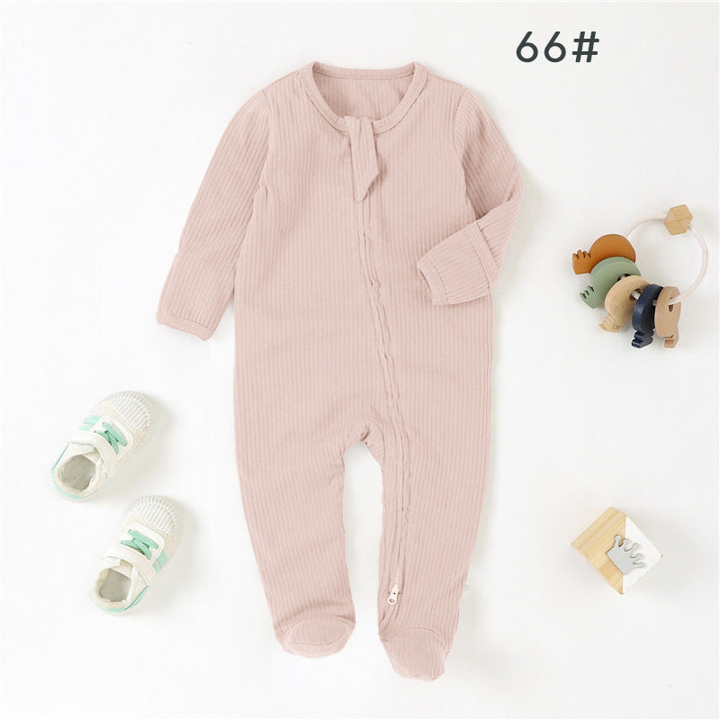 Foreign trade baby jumpsuit striped cloth romper knitted romper organic cotton baby romper foot-covered baby jumpsuit