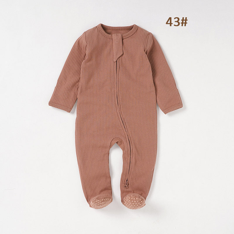 Foreign trade baby jumpsuit striped cloth romper knitted romper organic cotton baby romper foot-covered baby jumpsuit