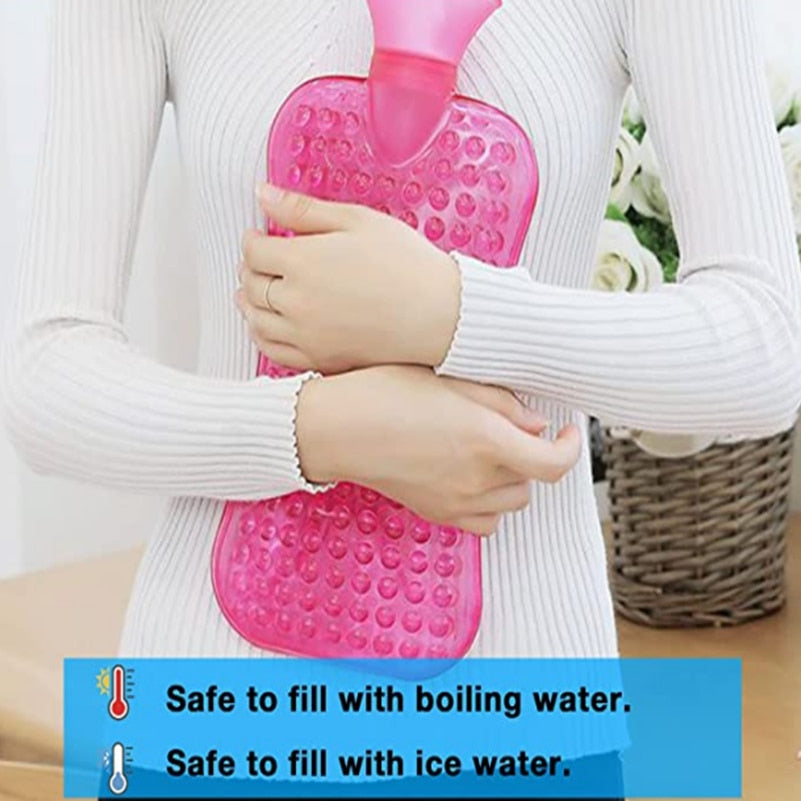 Hot Water Bottle Hot Water Bag Pain Relief Hot Pack Bouillotte Period Cramp Relief Heating Pad for Period Cramps 2L