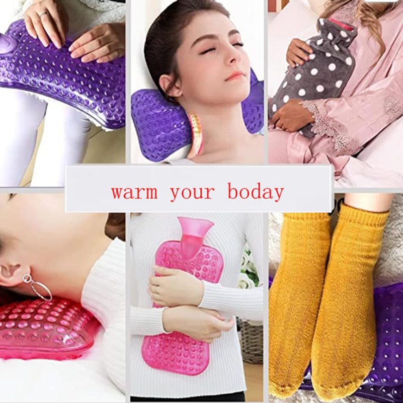 Hot Water Bottle Hot Water Bag Pain Relief Hot Pack Bouillotte Period Cramp Relief Heating Pad for Period Cramps 2L