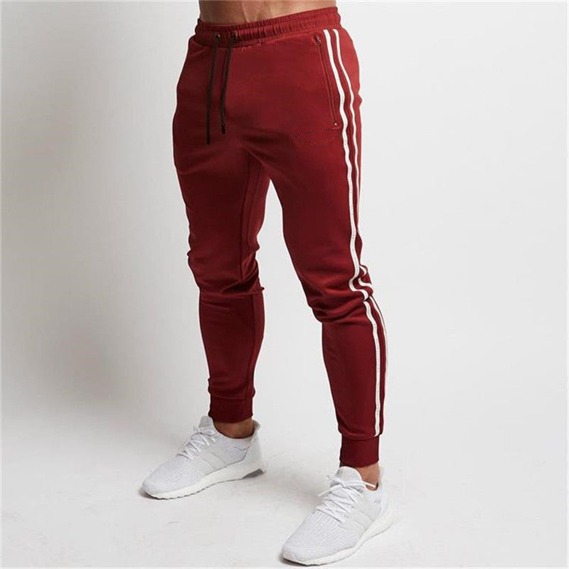 new men's fitness pants, color matching casual running pants, male factory direct