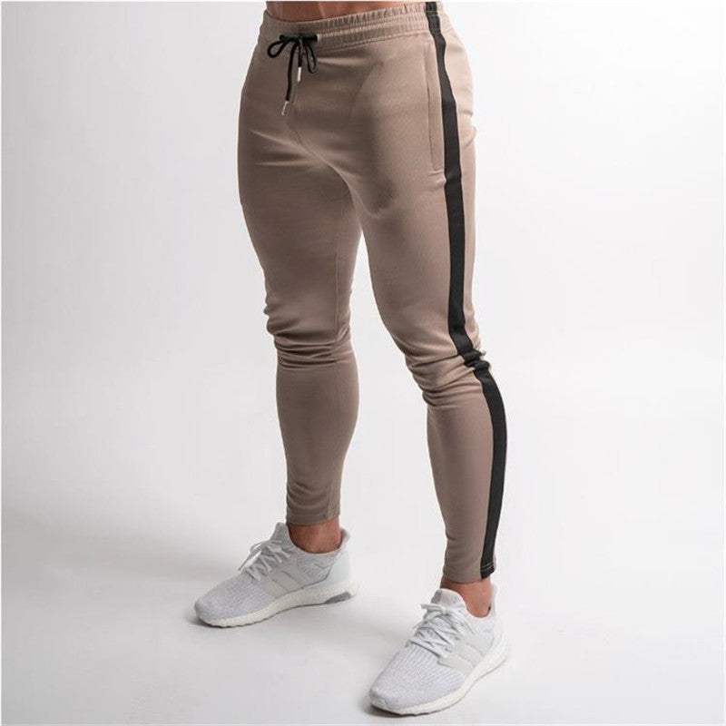 new men's fitness pants, color matching casual running pants, male factory direct