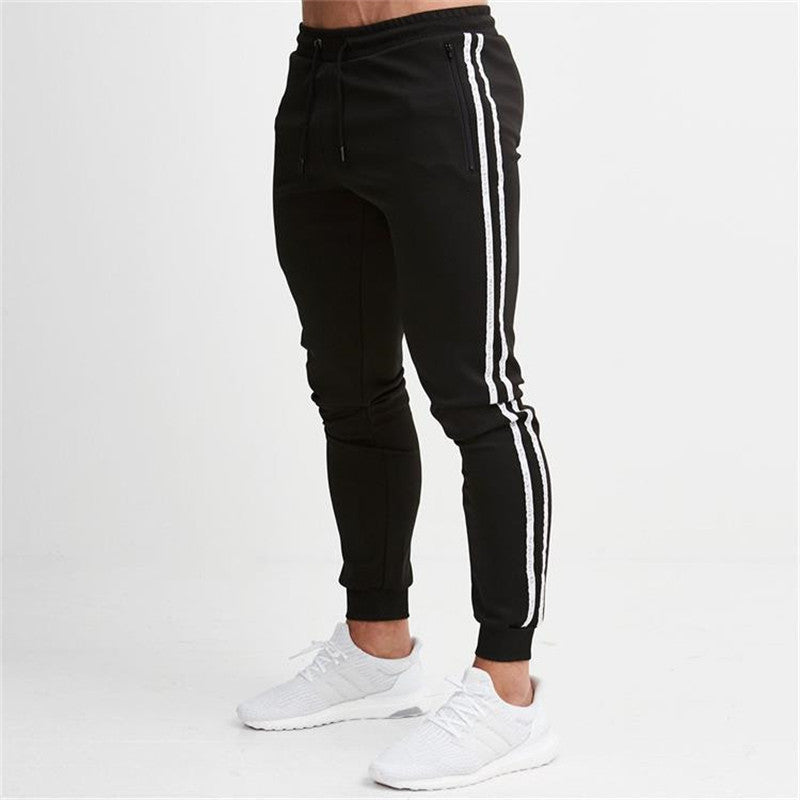 new men's fitness pants, color matching casual running pants, male factory direct