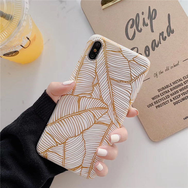 Case For iPhone 11 Pro Max Back Cover Marble Leaf Rose  IMD Silicone Shell on For Huawei P20 Lite P30 Pro Mate 20 Coque