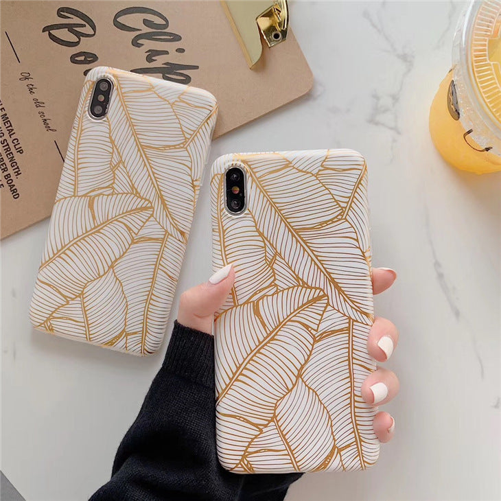 Case For iPhone 11 Pro Max Back Cover Marble Leaf Rose  IMD Silicone Shell on For Huawei P20 Lite P30 Pro Mate 20 Coque