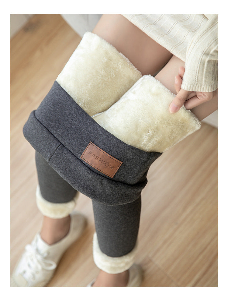 Black warm pants winter skinny thick velvet wool fleece girls leggings women Trousers Lambskin Cashmere Pants For Women leggings