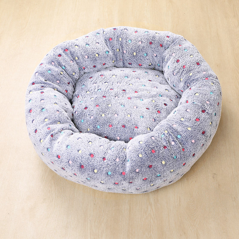 Manufacturers deep sleep dog kennel cat kennel round long-haired hair velvet autumn and winter nest pad cat mattress small and medium-sized dogs