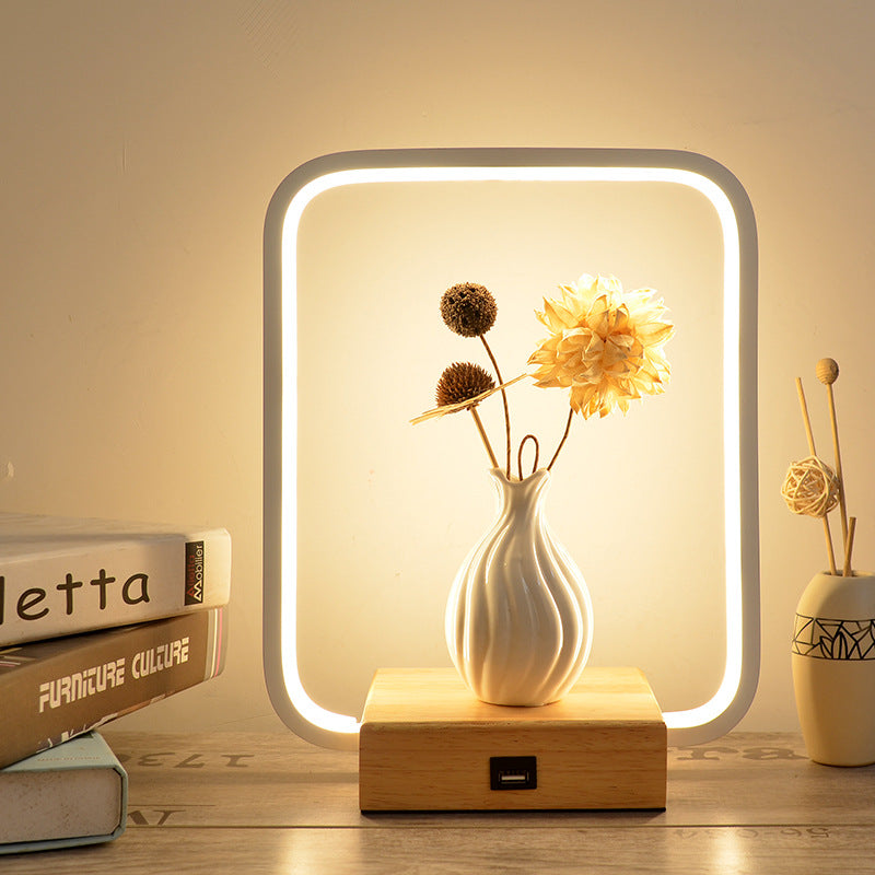 Multifunctional remote control creative solid wood bedside lamp mobile phone wireless charging desk lamp Smart LED eye protection