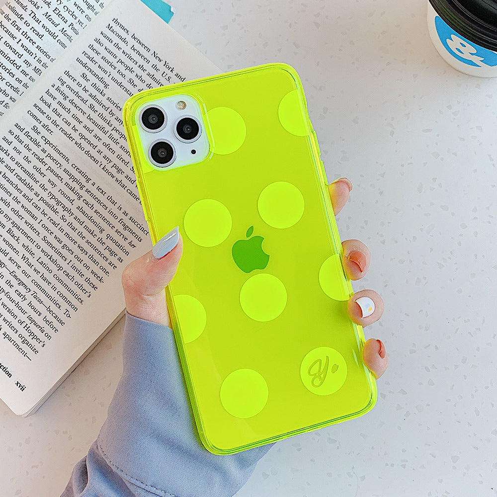 Case, iPhone case Apple Phones case  Double-sided Coated Lemon Yellow Wave Point Love Couple Suitable for  Apple Phones