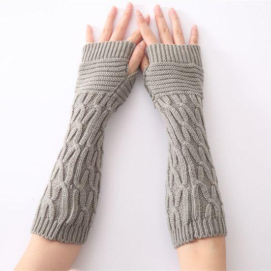 new autumn and winter knitted half-finger fingerless gloves woolen gloves folded pattern warmth men and women arm sets