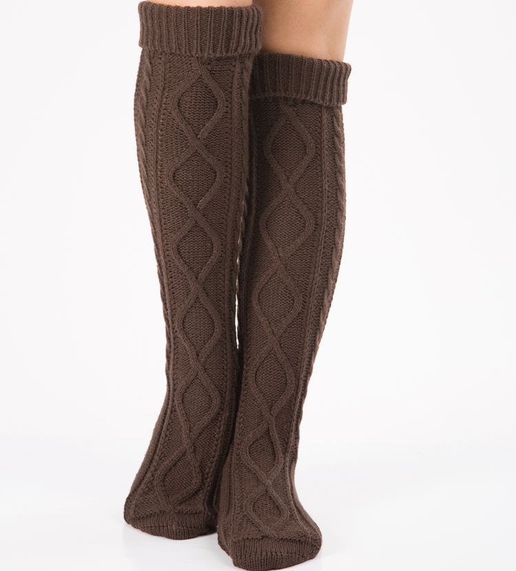 Autumn and winter new pile of lace trousers woolen leg set footsteps knit over the knee Christmas diamond floor socks