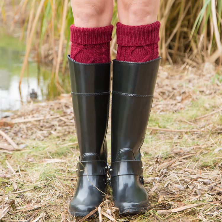 Autumn and winter new pile of lace trousers woolen leg set footsteps knit over the knee Christmas diamond floor socks